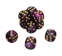 sourcing map 10Pcs 6 Sided Standard Dice, 2 Colors 16mm Acrylic D6 Mini Polyhedral Pearl Pattern Game Dice Set for Table Games, Purple and Black/Gold Point