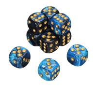 sourcing map 10Pcs 6 Sided Standard Dice, 2 Colors 16mm Acrylic D6 Mini Polyhedral Pearl Pattern Game Dice Set for Table Games, Blue and Black/Gold Point