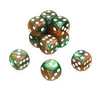 sourcing map 10Pcs 6 Sided Standard Dice, 2 Colors 16mm Acrylic D6 Mini Polyhedral Pearl Pattern Game Dice Set for Table Games, Green and Yellow/White Point