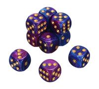 sourcing map 10Pcs 6 Sided Standard Dice, 2 Colors 16mm Acrylic D6 Mini Polyhedral Pearl Pattern Game Dice Set for Table Games, Purple and Blue/Gold Point