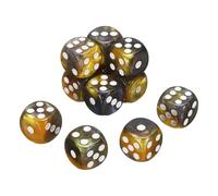 sourcing map 10Pcs 6 Sided Standard Dice, 2 Colors 16mm Acrylic D6 Mini Polyhedral Pearl Pattern Game Dice Set for Table Games, Yellow and Drak Blue/White Point