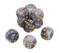 sourcing map 10Pcs 6 Sided Standard Dice, 2 Colors 16mm Acrylic D6 Mini Polyhedral Pearl Pattern Game Dice Set for Table Games, Gray and White/Gold Point