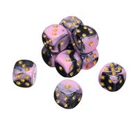 sourcing map 10Pcs 6 Sided Standard Dice, 2 Colors 16mm Acrylic D6 Mini Polyhedral Pearl Pattern Game Dice Set for Table Games, Pink and Black/Gold Point