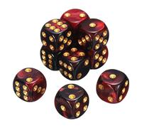 sourcing map 10Pcs 6 Sided Standard Dice, 2 Colors 16mm Acrylic D6 Mini Polyhedral Pearl Pattern Game Dice Set for Table Games, Red and Black/Gold Point
