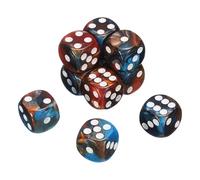 sourcing map 10Pcs 6 Sided Standard Dice, 2 Colors 16mm Acrylic D6 Mini Polyhedral Pearl Pattern Game Dice Set for Table Games, Yellow and Blue/White Point