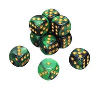 sourcing map 10Pcs 6 Sided Standard Dice, 2 Colors 16mm Acrylic D6 Mini Polyhedral Pearl Pattern Game Dice Set for Table Games, Green and Black/Gold Point