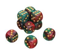 sourcing map 10Pcs 6 Sided Standard Dice, 2 Colors 16mm Acrylic D6 Mini Polyhedral Pearl Pattern Game Dice Set for Table Games, Green and Red/Gold Point