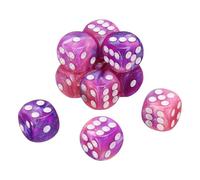 sourcing map 10Pcs 6 Sided Standard Dice, 2 Colors 16mm Acrylic D6 Mini Polyhedral Pearl Pattern Game Dice Set for Table Games, Purple and Pink/White Point