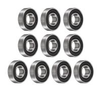 sourcing map 10pcs 6001-2RS Bearing 12x28x8mm, Chrome Steel Double Rubber Seals Precision Bearing, Lubricated Deep Groove Ball Bearings, P6 (ABEC 3)
