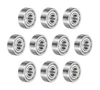sourcing map 10pcs 605ZZ Deep Groove Ball Bearings 5 x 14 x 5mm High Carbon Steel Double Shield Bearings for Electric Motor, Home Appliances, Garden Machinery, Silver Tone