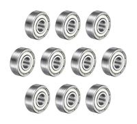 sourcing map 10pcs 606ZZ Deep Groove Ball Bearings 7 x 17 x 6mm High Carbon Steel Double Shield Bearings for Electric Motor, Home Appliances, Garden Machinery, Silver Tone
