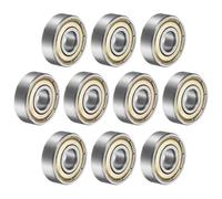 sourcing map 10pcs 608ZZ Deep Groove Ball Bearings 8 x 22 x 7mm High Carbon Steel Double Shield Bearings for Electric Motor, Home Appliances, Garden Machinery C3 Silver Tone