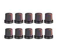sourcing map 10Pcs 6mm Shaft Hole Knob for Speaker Effect Pedal Amplifier Black Potentiometer Knob Red Mark
