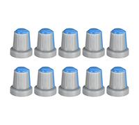 sourcing map 10Pcs 6mm Shaft Hole Knob for Speaker Effect Pedal Amplifier Grey Potentiometer Knob Blue Mark