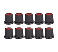 sourcing map 10Pcs 6mm Shaft Hole Knob for Speaker Effect Pedal Amplifier Potentiometer Knob Black Red