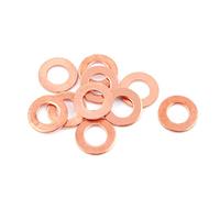 sourcingmap 10pcs 6mm x 12mm x 1mm Flat Ring Copper Crush Washer Sealing Gasket Fastener