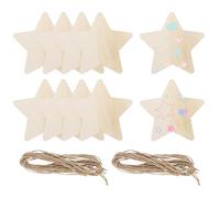 sourcing map 10Pcs 7" Wooden Star Ornaments & Rope, DIY Paint Blank Unfinished Wood Star Cutouts for Art Crafts DIY Hanging Decorations Halloween Christmas Birthday Autumn Gifts