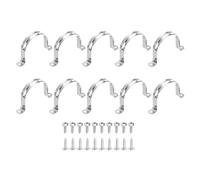 sourcing map 10Pcs 75mm(2-15/16") 304 Stainless Steel Rigid Pipe Strap, Two Hole Strap U Bracket Heavy Duty Pipe Conduit Clamp with Self-Tapping Screws for Hose Wire Cord Installation, Silver
