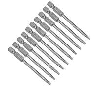 sourcing map 10pcs 75mm Long 1/4" Hex Shank T10 Magnetic Torx Head Screwdriver Bits S2 High Alloy Steel