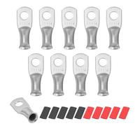 sourcing map 10pcs 8 AWG M6 Battery Lugs Ring Terminals, 1/4" 6mm Stud Crimp Wire Terminal Connector End Copper, 2:1 Heat Shrink Tubing, Silver