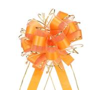 sourcing map 10pcs 8 Inch Large Big Pull Bow with Gold Edge, Organza Car Gift Wrapping Bow Ribbon for Wedding Car Baskets Presents Christmas Bow, Light Orange