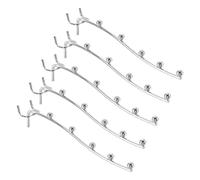 sourcing map 10Pcs 8" Pegboard Hooks, 5 Station Waterfall Hook, Metal Pegboard Display Hooks Fit 1/8" Pegboard for Wall Organizing, Garage, Kitchen, Store, Silver