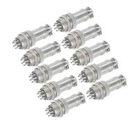 sourcing map 10Pcs 8 Pin GX16 Aviation Connector 250V 15A 16mm Socket Metal Circular Plug Connector with Male Female Plug for Trailers, Drones, Industrial Equipment, Silver