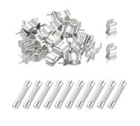 sourcing map 10pcs 8A 250V Slow Blow Ceramic Fuse, 8Amp Cartridge Time Delay Fuses 6x30mm with 20pcs Clips