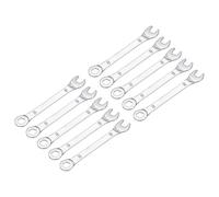 sourcing map 10pcs 8mm Thin Combination Wrench with Offset 6-Point End and 15° Angled Open End Multi-Function Metric Mirror-Chrome Plated High Carbon Steel Spanners for Maintenance and Repairs