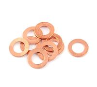 sourcingmap 10pcs 8mm x 14mm x 1mm Flat Ring Copper Crush Washer Sealing Gasket Fastener