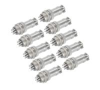 sourcing map 10Pcs 9 Pin GX16 Aviation Connector 250V 15A 16mm Socket Metal Circular Plug Connector with Male Female Plug for Trailers, Drones, Industrial Equipment, Silver
