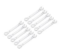 sourcing map 10pcs 9mm Thin Combination Wrench with Offset 6-Point End and 15° Angled Open End Multi-Function Metric Mirror-Chrome Plated High Carbon Steel Spanners for Maintenance and Repairs