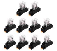 sourcing map 10Pcs AC 110V Electromagnetic Power Relay, 8-Pin 5A Power Coil Relay with LED Indicator and Socket Base DPDT 2NO 2NC - MY2NJ for Industrial, Home Appliances and DIN Rail System