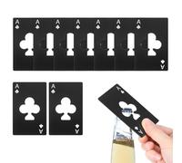 sourcing map 10Pcs Ace of Clubs Bottle Opener, Stainless Steel Credit Card Size Beer Bottle Opener for Wallet Pocket, Can Cap Openers for Wedding Party Bridal Shower Present, Black