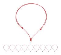 sourcing map 10pcs Adjustable Necklace Cords 1.5MM Thick 18-30 Inch Handmade Craft Ropes with Metal Ring for Hanging Pendants DIY, Red
