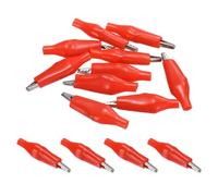 sourcing map 10pcs Alligator Clips 24mm Small Steel Insulated Electrical Test Clamp Crocodile Clamps for Multimeter Laboratory Electric Battery Testing Cable Lead Clip, Red