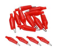 sourcing map 10pcs Alligator Clips 28mm Medium Steel Insulated Electrical Test Clamp Crocodile Clamps for Multimeter Laboratory Electric Battery Testing Cable Lead Clip, Red