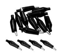 sourcing map 10pcs Alligator Clips 28mm Medium Steel Insulated Electrical Test Clamp Crocodile Clamps for Multimeter Laboratory Electric Battery Testing Cable Lead Clip, Black