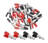 sourcing map 10pcs Alligator Clips 33mm Small Steel Electrical Test Clamp with Plastic Hands Crocodile Clamps for Multimeter Laboratory Electric Battery Testing Cable Lead Clip, Red/Black