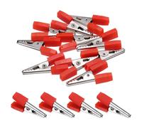sourcing map 10pcs Alligator Clips 33mm Small Steel Electrical Test Clamp with Plastic Hands Crocodile Clamps for Multimeter Laboratory Electric Battery Testing Cable Lead Clip, Red