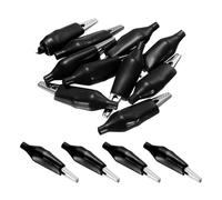 sourcing map 10pcs Alligator Clips 35mm Large Steel Insulated Electrical Test Clamp Crocodile Clamps for Multimeter Laboratory Electric Battery Testing Cable Lead Clip, Black