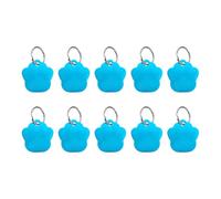 sourcing map 10Pcs Aluminum Engraving Blanks Tags, Metal Blank Tags Stamping Dog Paw with 10 Keychain Blank Bulk Dog Tag for DIY Personalized Pet Tag, Lake Blue