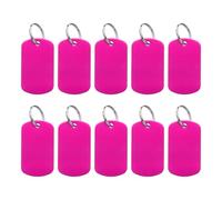 sourcing map 10Pcs Aluminum Engraving Blanks Tags, Metal Blank Tags Stamping Oval with 10 Keychain Blank Bulk Dog Tag for DIY Personalized Pet Tag, Rose Red