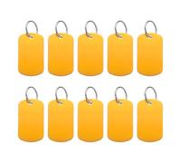 sourcing map 10Pcs Aluminum Engraving Blanks Tags, Metal Blank Tags Stamping Oval with 10 Keychain Blank Bulk Dog Tag for DIY Personalized Pet Tag, Yellow