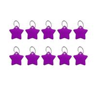 sourcing map 10Pcs Aluminum Engraving Blanks Tags, Metal Blank Tags Stamping Pentagram with 10 Keychain Blank Bulk Dog Tag for DIY Personalized Pet Tag, Purple