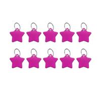 sourcing map 10Pcs Aluminum Engraving Blanks Tags, Metal Blank Tags Stamping Pentagram with 10 Keychain Blank Bulk Dog Tag for DIY Personalized Pet Tag, Rose Red