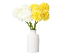 sourcing map 10pcs Artificial Chrysanthemum Ball Flowers Faux Chrysanthemum Flowers Bouquet Silk Fake Mum Flower for Home Garden Wedding Party Decoration, White/Yellow