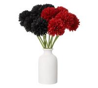 sourcing map 10pcs Artificial Chrysanthemum Ball Flowers Faux Chrysanthemum Flowers Bouquet Silk Fake Mum Flower for Home Garden Wedding Party Decoration, Red/Black