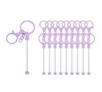sourcing map 10Pcs Beadable Keychain Bars, Metal Beaded Keychain Bars Bulk Blank Creative Cute Key Chain for DIY Craft Jewelry Making Supplies, Purple