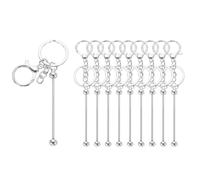 sourcing map 10Pcs Beadable Keychain Bars, Metal Beaded Keychain Bars Bulk Blank Creative Cute Key Chain for DIY Craft Jewelry Making Supplies, Silver